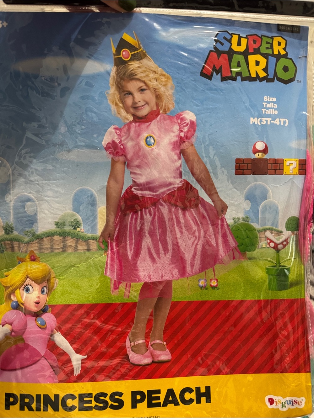 Nintendo Princess Peach Costume in Pink with Gold Crown Accents